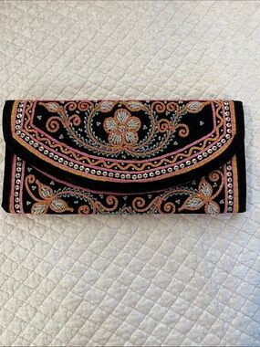 Hand beaded clutch